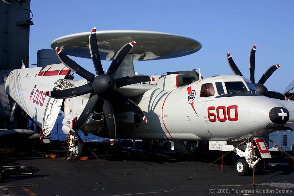 04 CVN71060221 E-2C 164483 AJ-600 DK 01 E-2C 164483/AJ-600 of VAW-124 - USS Theodore Roosevelt, 21 February 2006 (C) Didier Kories